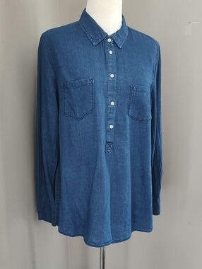 Merona Blue Soft Thinner Cotton Denim Versatile Button Down Shirt